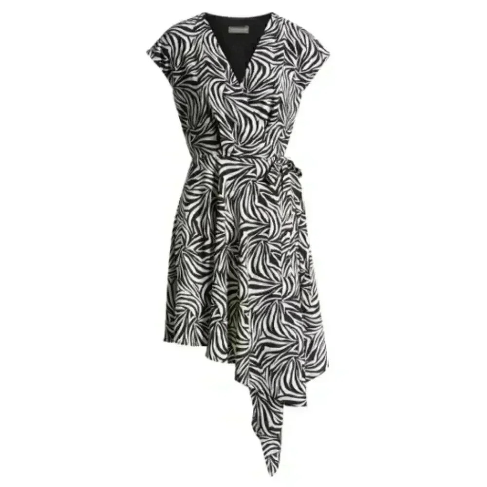 Vince Camuto Zebra Print Asymmetrical Wrap Dress - image 1